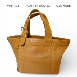VINTAGE COACH Waverly 4133 Tan Leather‎ Tote USA Made Authenticated Early 1990s